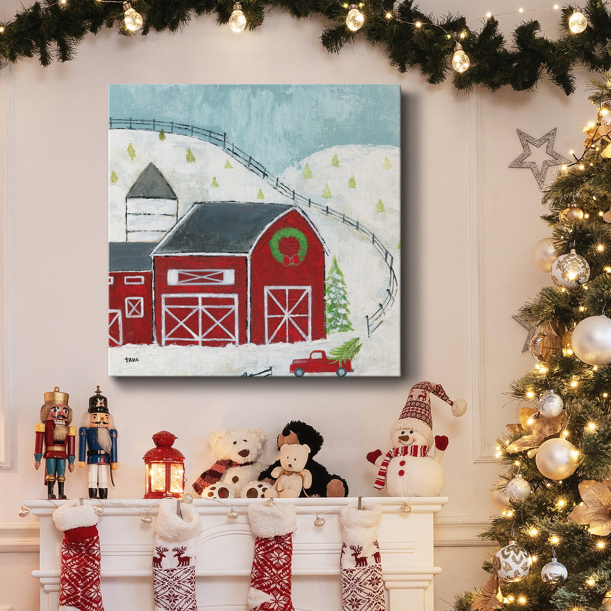 Christmas Barn-Premium Gallery Wrapped Canvas - Ready to Hang