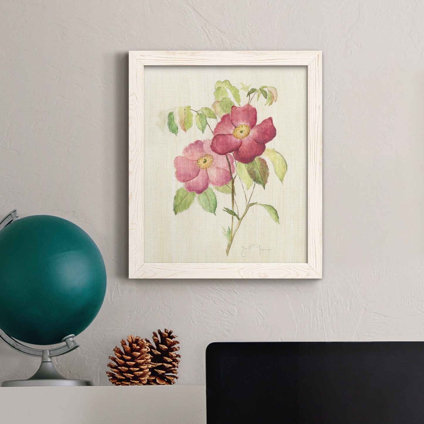 Dusty Rose II - Premium Canvas Framed in Barnwood - Ready to Hang