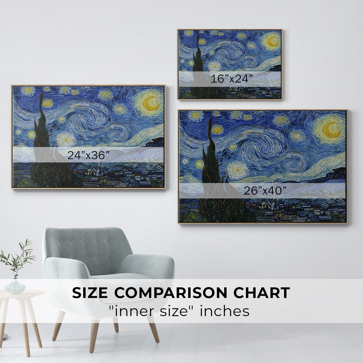 The Starry Night, 1889 - Floater Framed Canvas Print