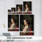 Size comparison chart for canvas art prints, showing multiple size options.