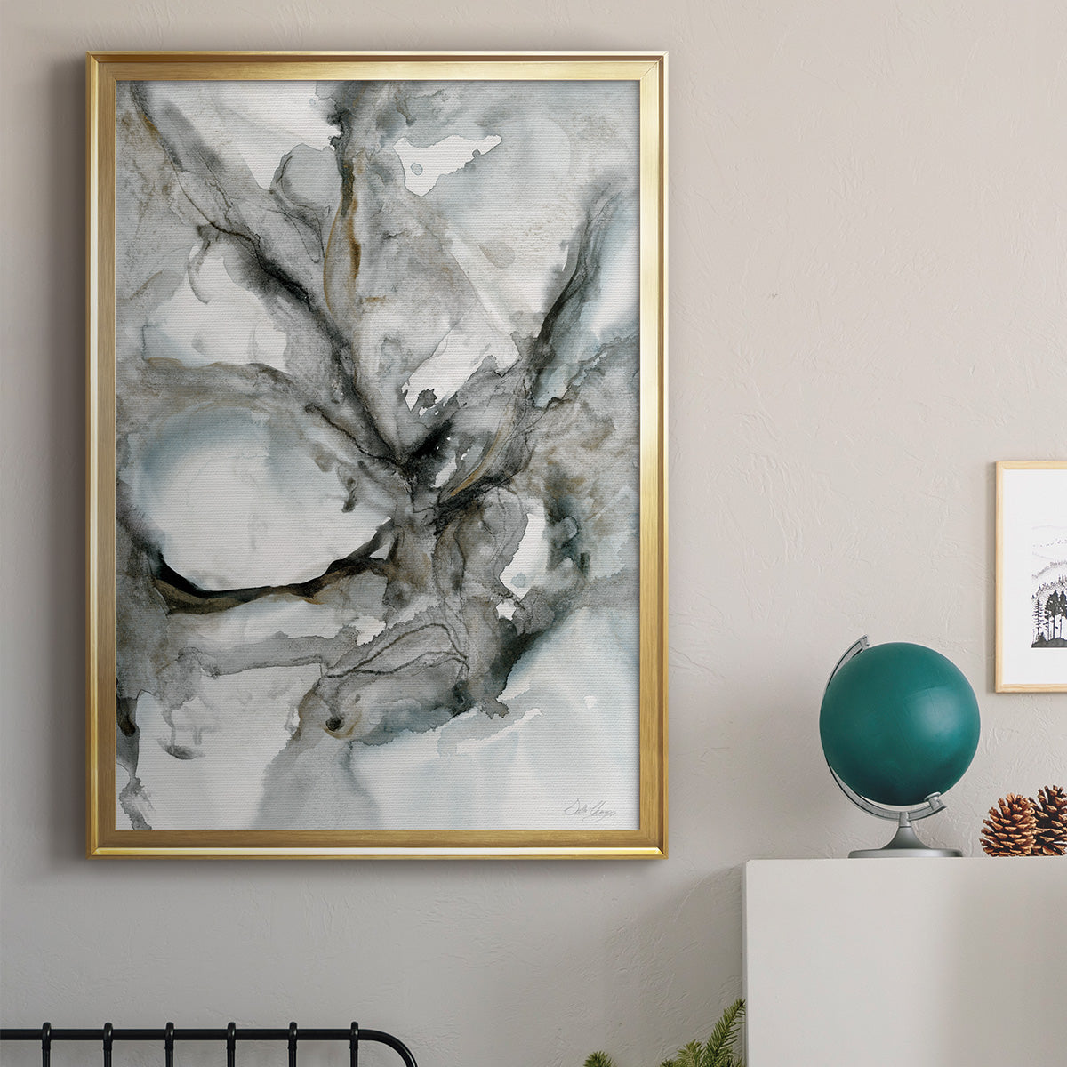 Marble Harmony - Modern Framed Canvas Print