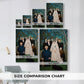 Size comparison chart for canvas art prints, showing multiple size options.