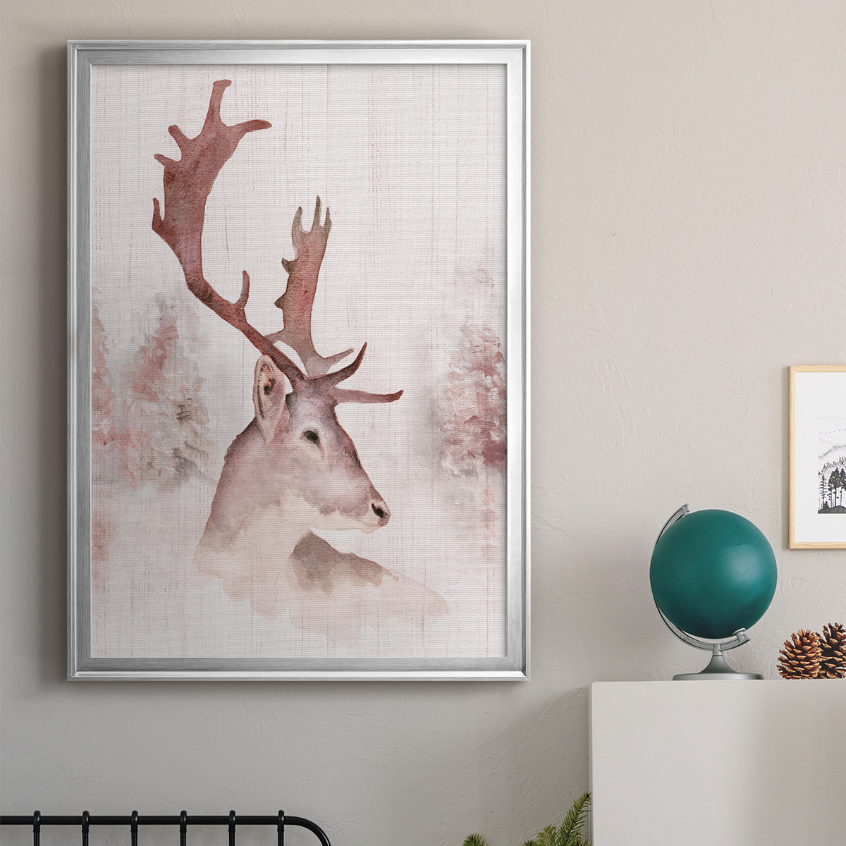 Blush Deer - Modern Framed Canvas Print