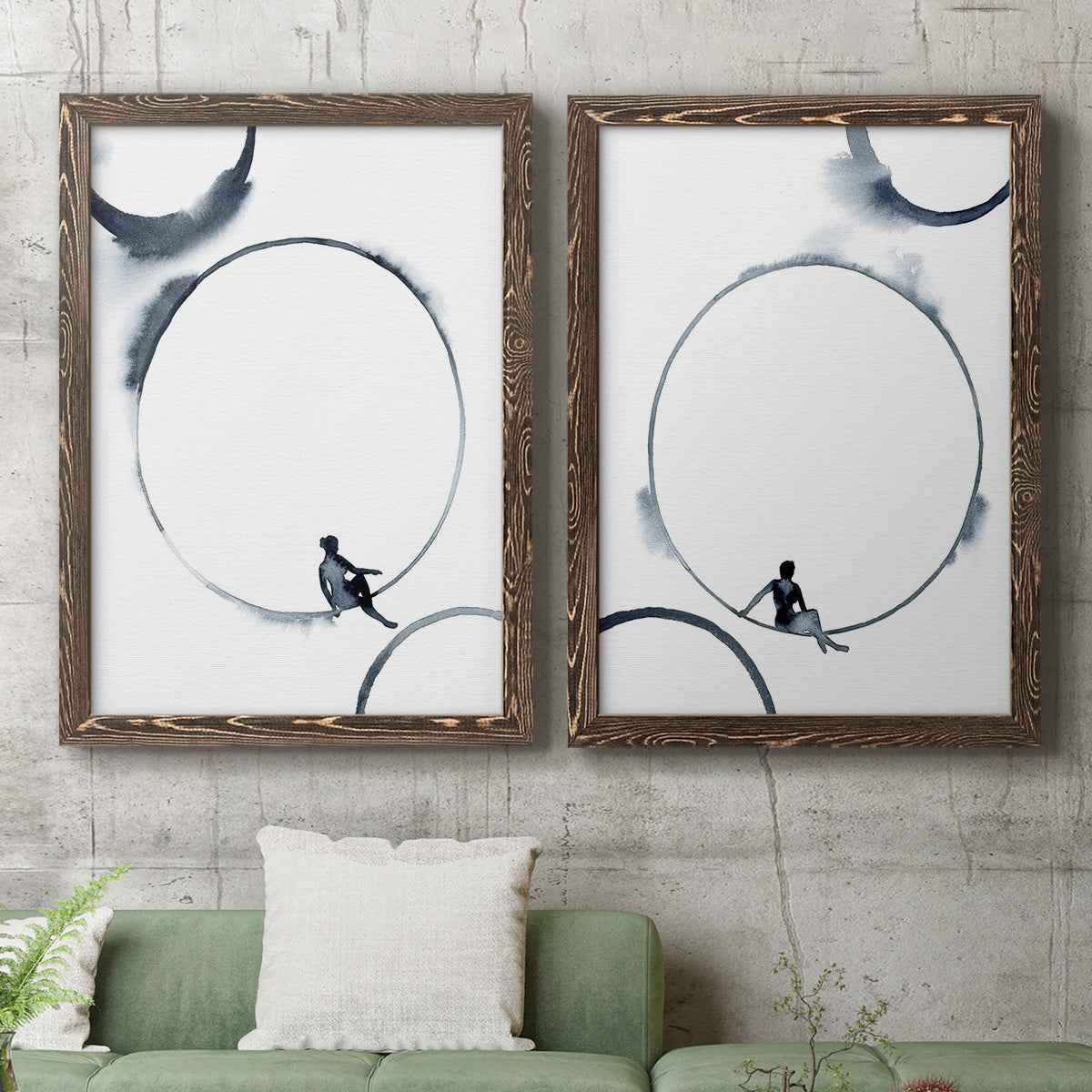 Woman in the Moon I - Premium Framed Canvas 2 Piece Set - Ready to Hang