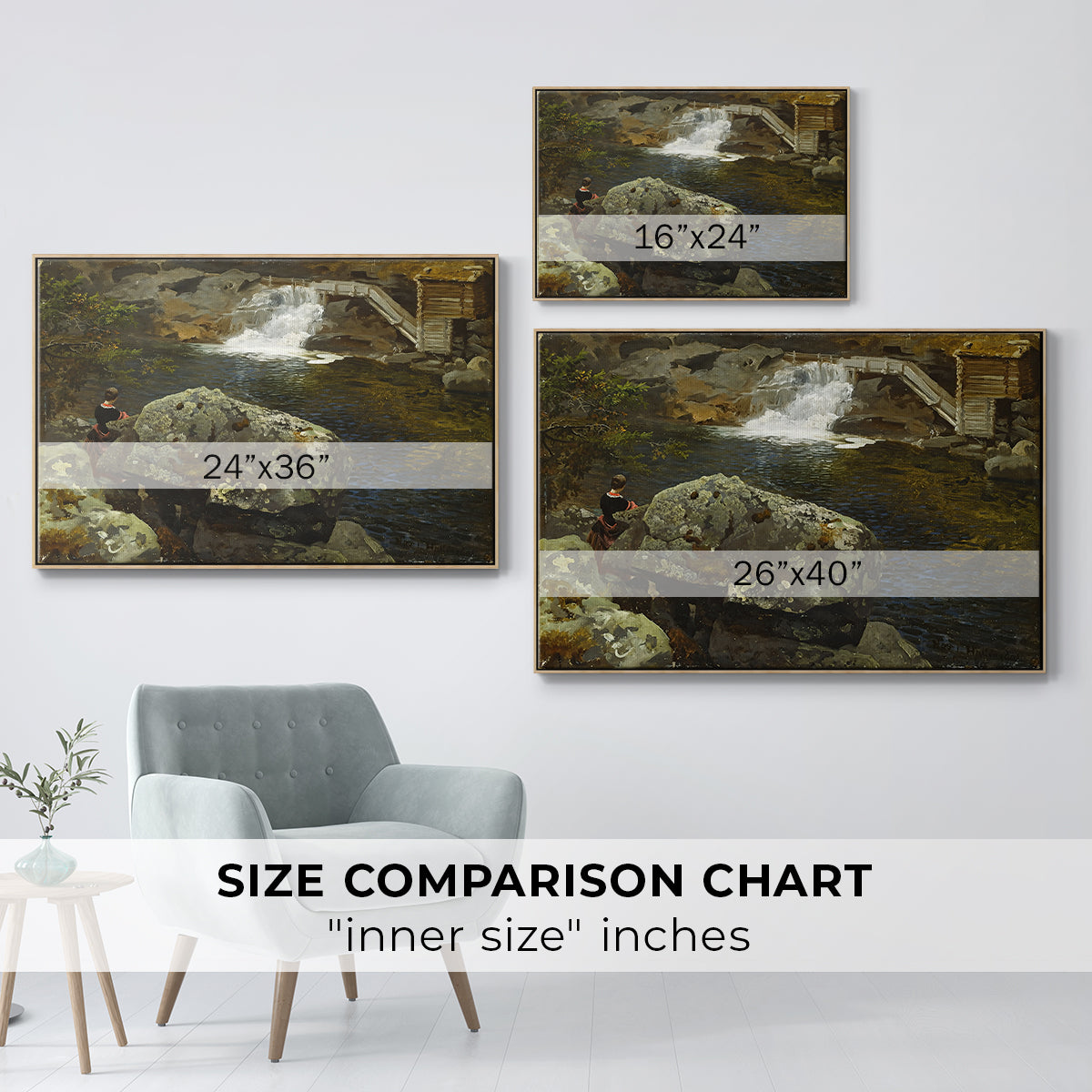 By the Mill Pond (En Mølledam), 1850 - Floater Framed Canvas Print