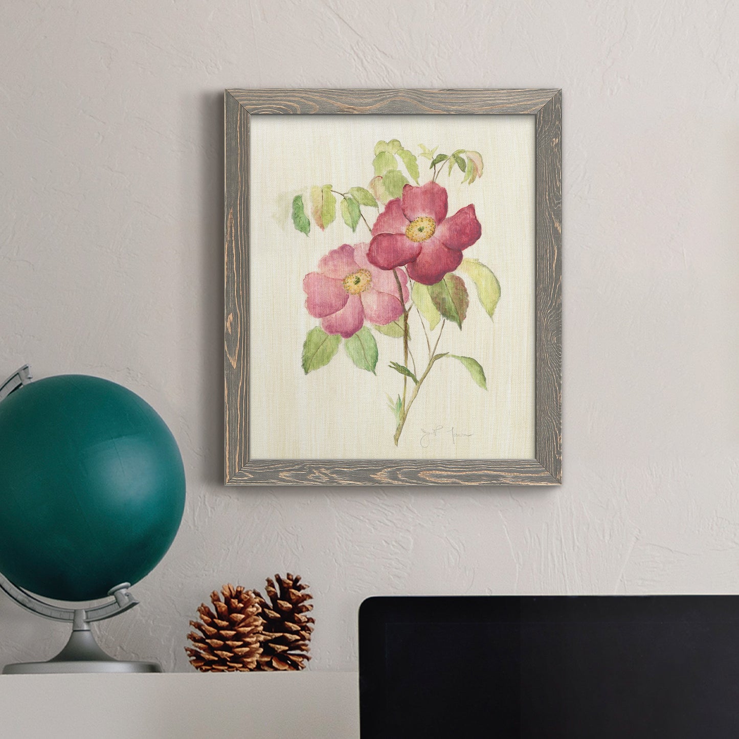 Dusty Rose II - Premium Canvas Framed in Barnwood - Ready to Hang