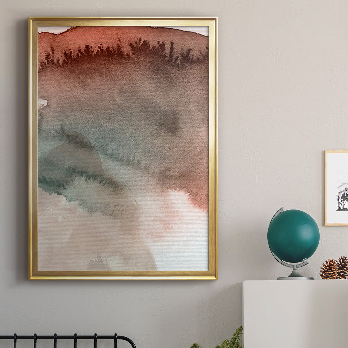 Red Ochre Abstract IV - Modern Framed Canvas Print