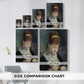 Size comparison chart for canvas art prints, showing multiple size options.