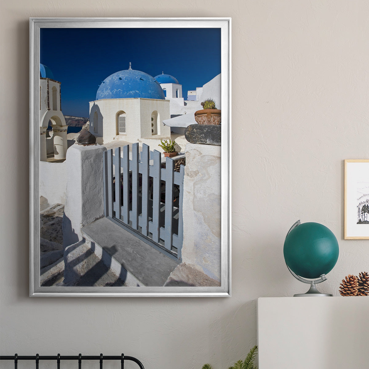 Santorini Sidewalk - Modern Framed Canvas Print