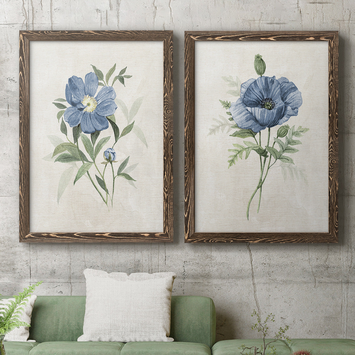 Farmhouse Periwinkle III - Premium Framed Canvas 2 Piece Set - Ready to Hang