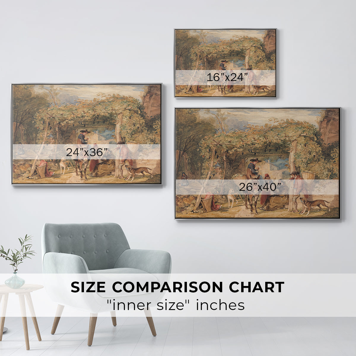 Figures and Animals in a Vineyard, c. 1829 - Floater Framed Canvas Print