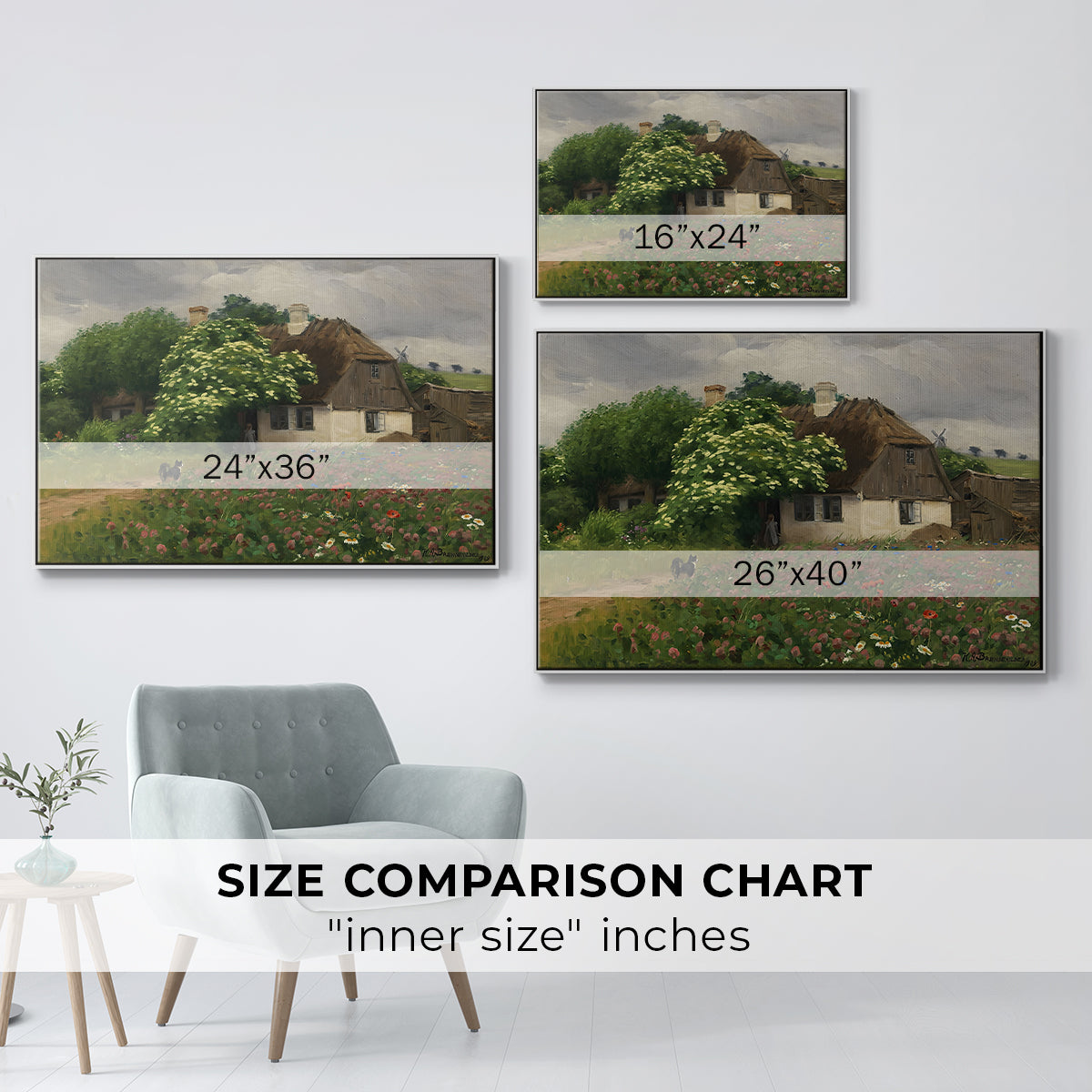 Farmhouse with Meadow Flowers, 1909 - Floater Framed Canvas Print