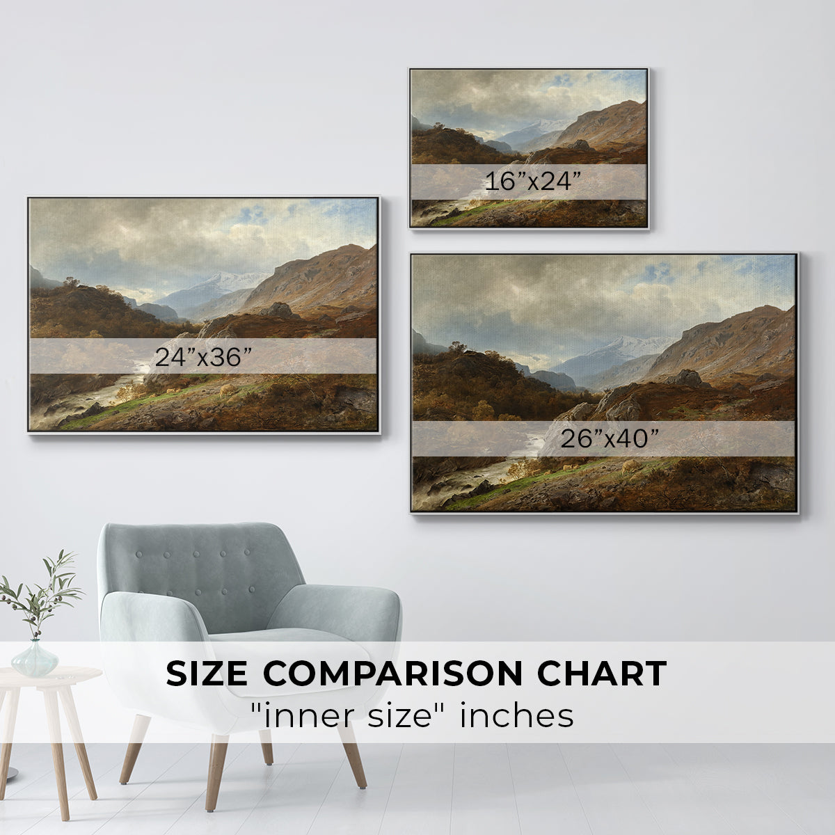 Mountain Landscape, 1864 - Floater Framed Canvas Print