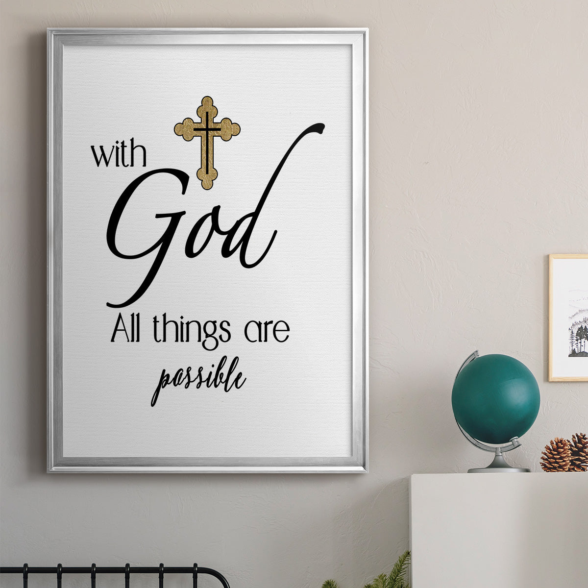 All Things Possible Gold - Modern Framed Canvas Print