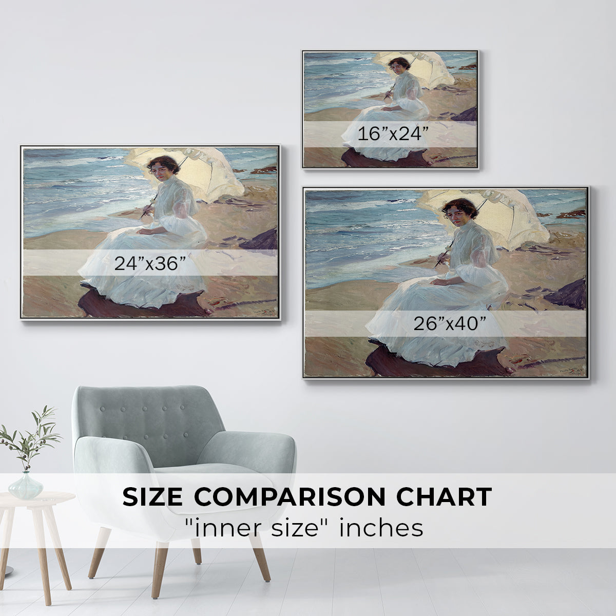 Clotilde on the Beach, 1904 - Floater Framed Canvas Print