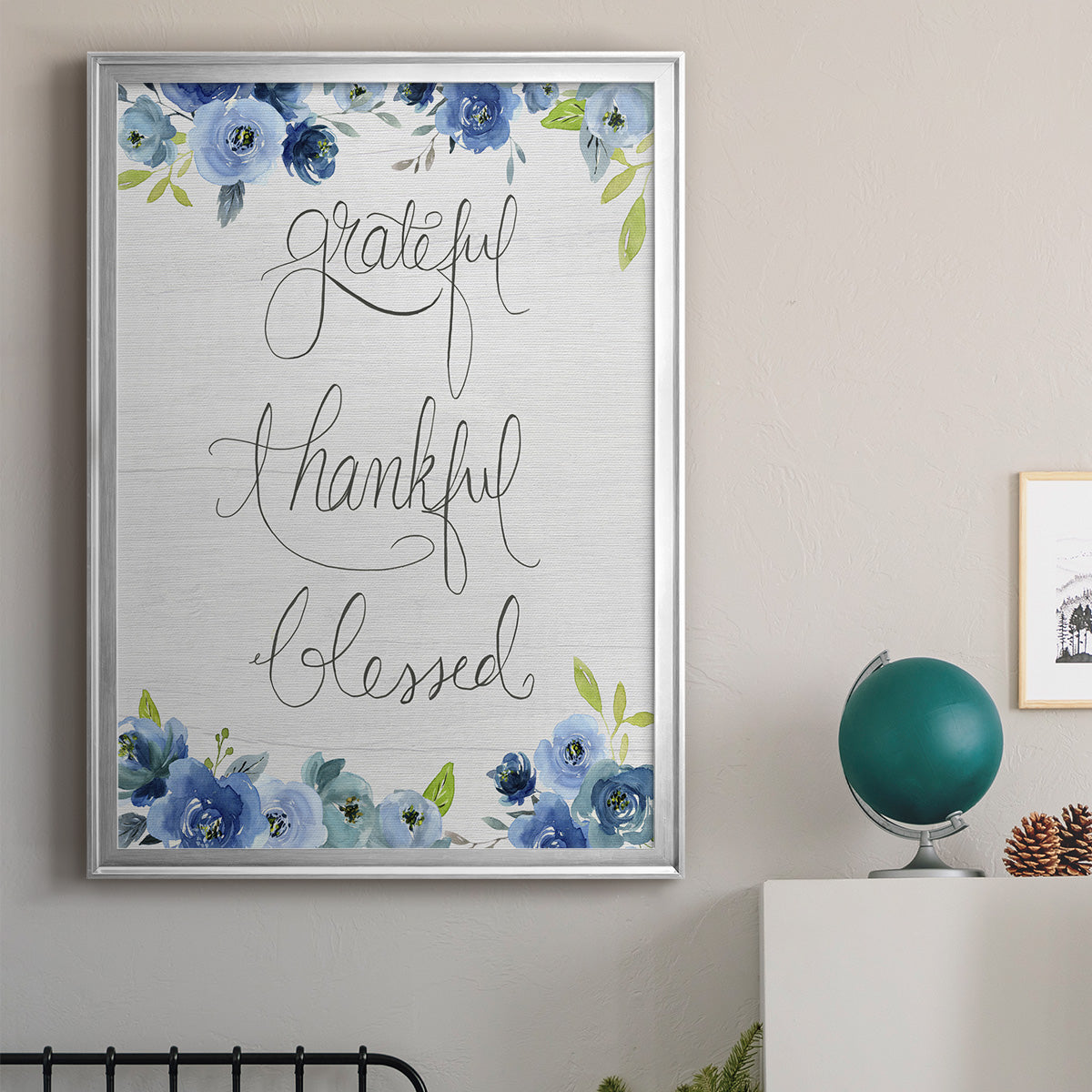 Grateful, Thankful, Blessed - Modern Framed Canvas Print