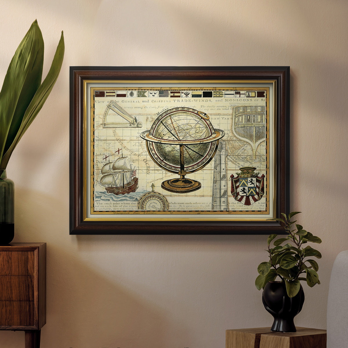 Nautical Map II Premium Framed Canvas- Ready to Hang