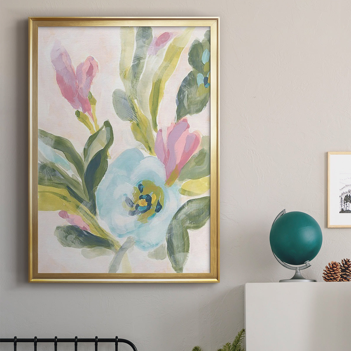 Floral Breeze Fresco  II - Modern Framed Canvas Print