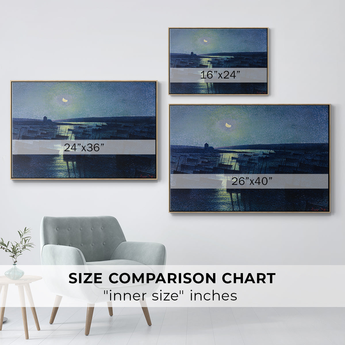 Camaret, Moonlight and Fishing Boats, 1894 - Floater Framed Canvas Print