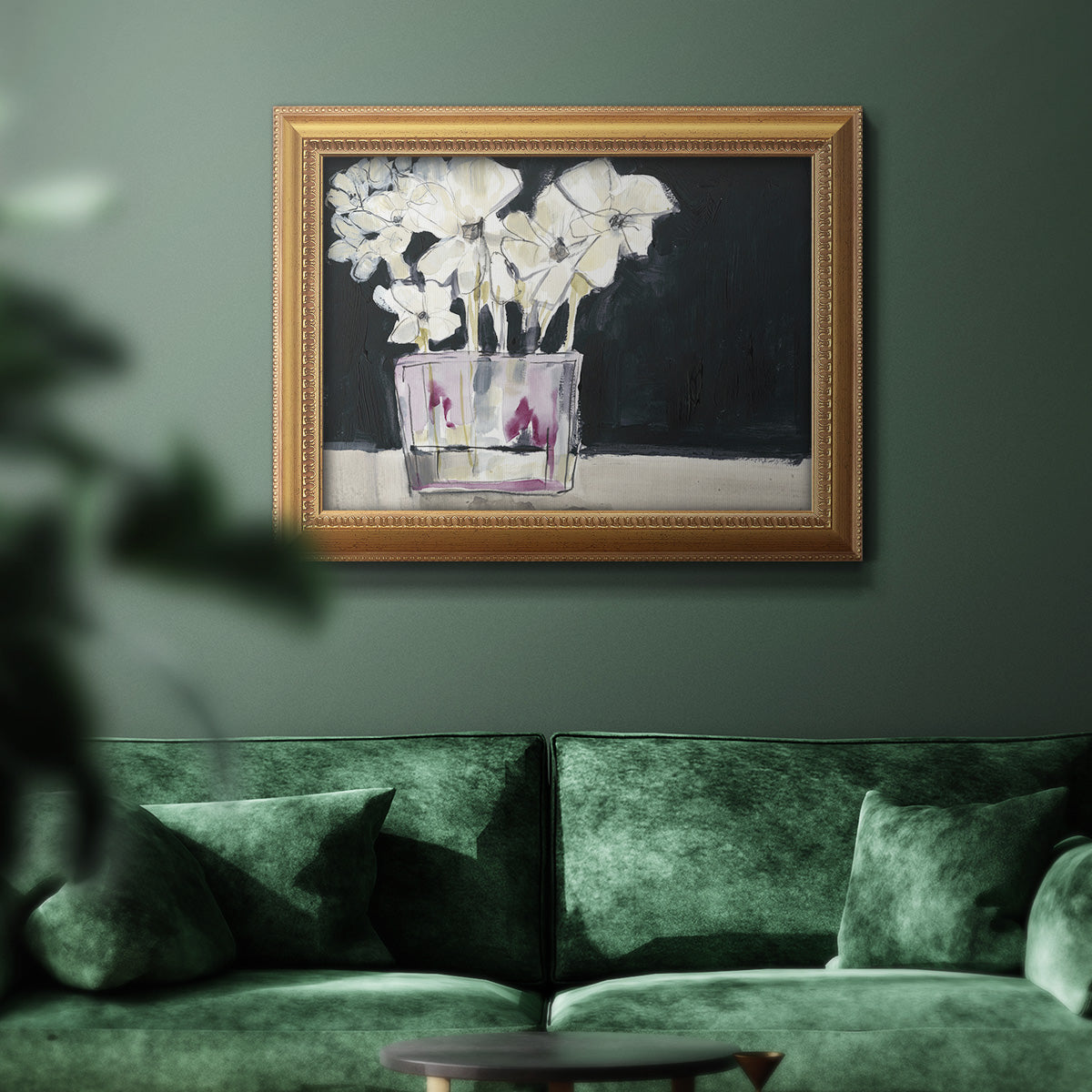 White Flowers in Fuchsia II Premium Framed Canvas- Ready to Hang