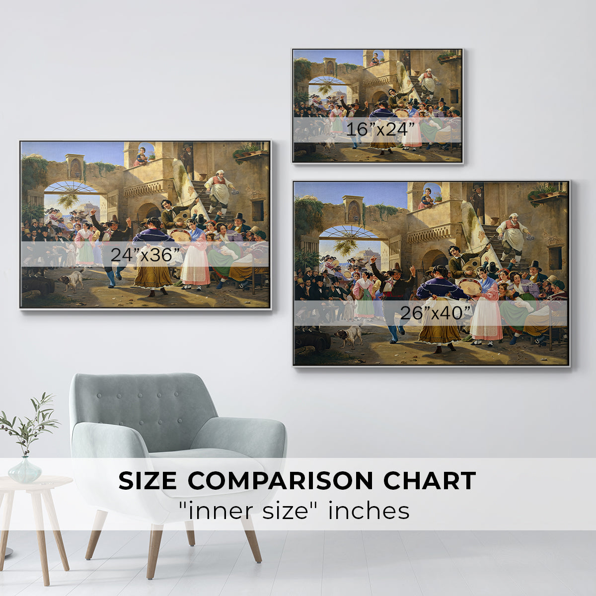 Romans Gathered for Merriment at an Osteria, 1839 - Floater Framed Canvas Print