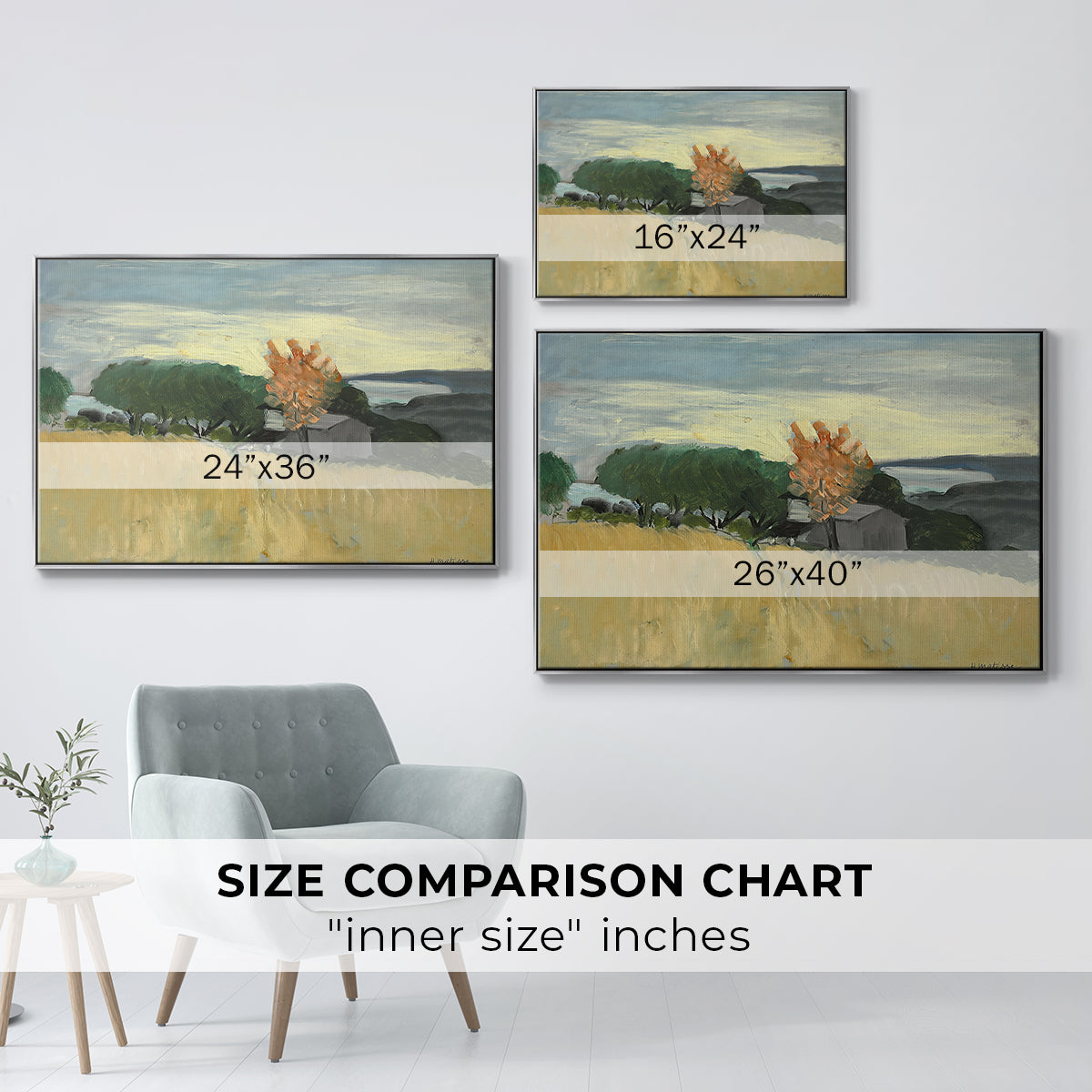 Fields of Wheat in Cagnes, 1918 - Floater Framed Canvas Print