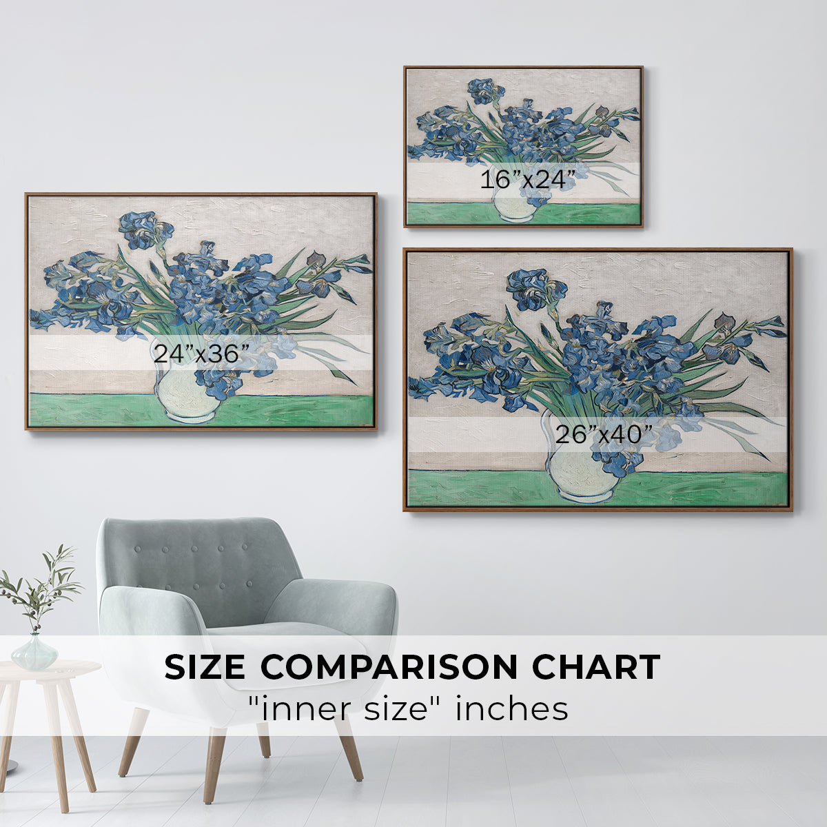 Irises, 1890 - Floater Framed Canvas Print