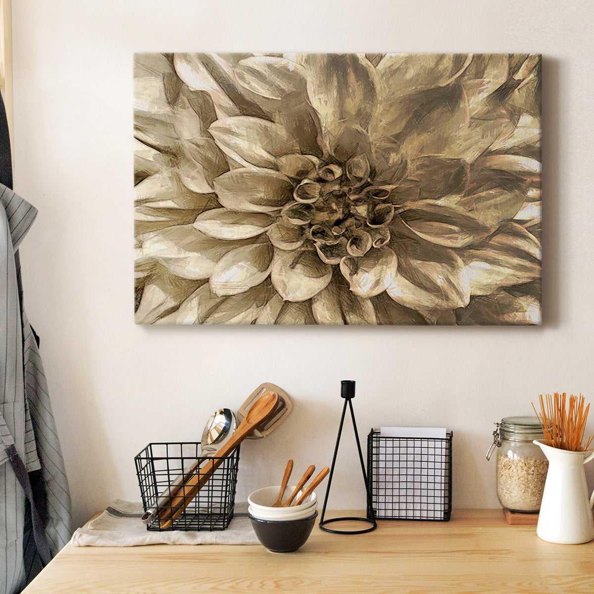 Neutral Wall Flower I - Canvas Art Print
