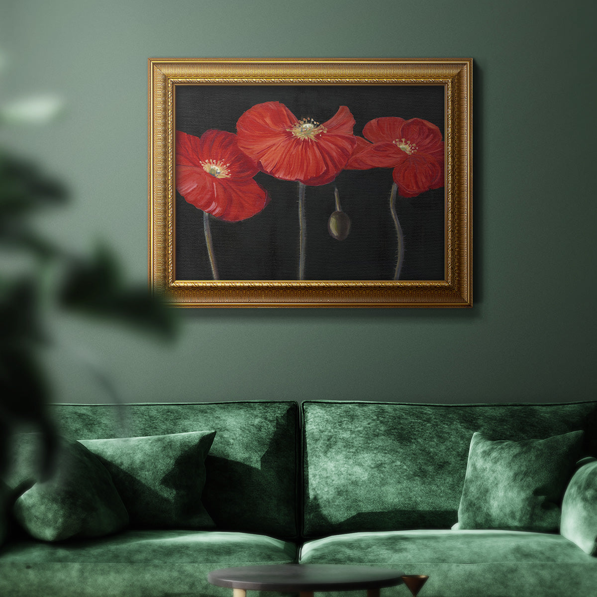 Poppy Trio I Premium Framed Canvas- Ready to Hang