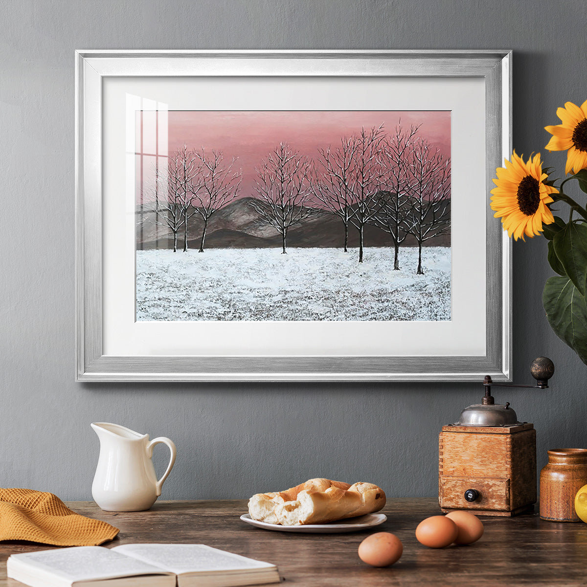 Sunset Snowfall II - Modern Framed Art Print