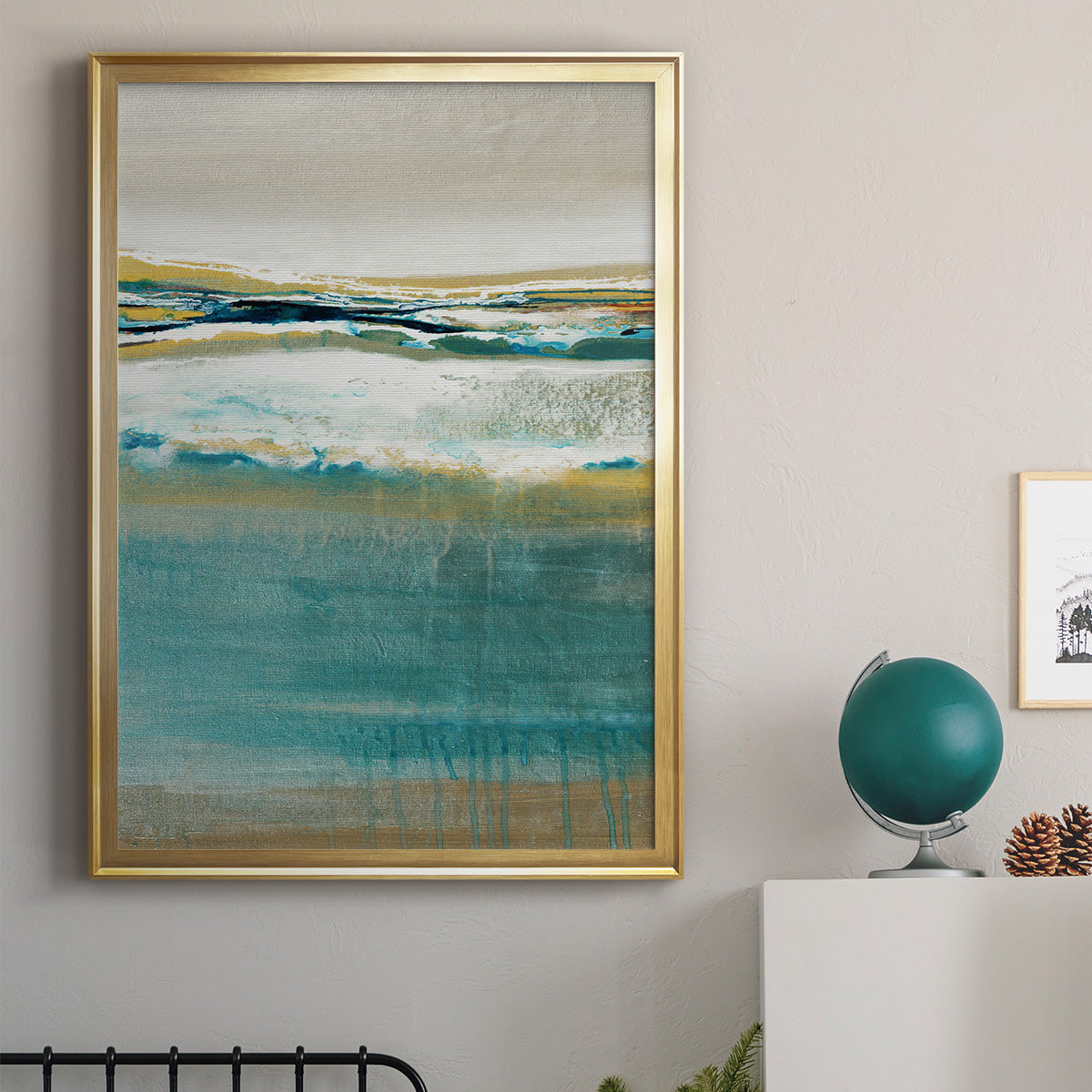 Aqua Quartz V2 - Modern Framed Canvas Print