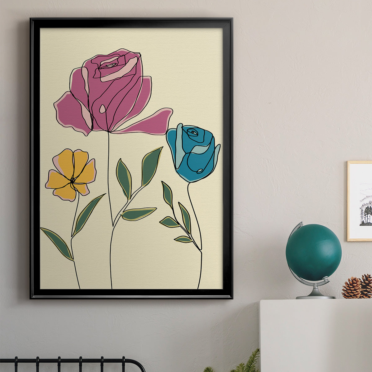 Colored Floral II - Modern Framed Canvas Print