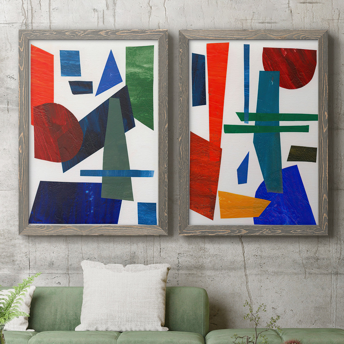 Colorful Shapes III - Premium Framed Canvas 2 Piece Set - Ready to Hang