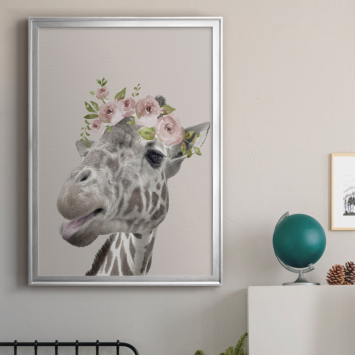 Peek A Boo Giraffe I - Modern Framed Canvas Print