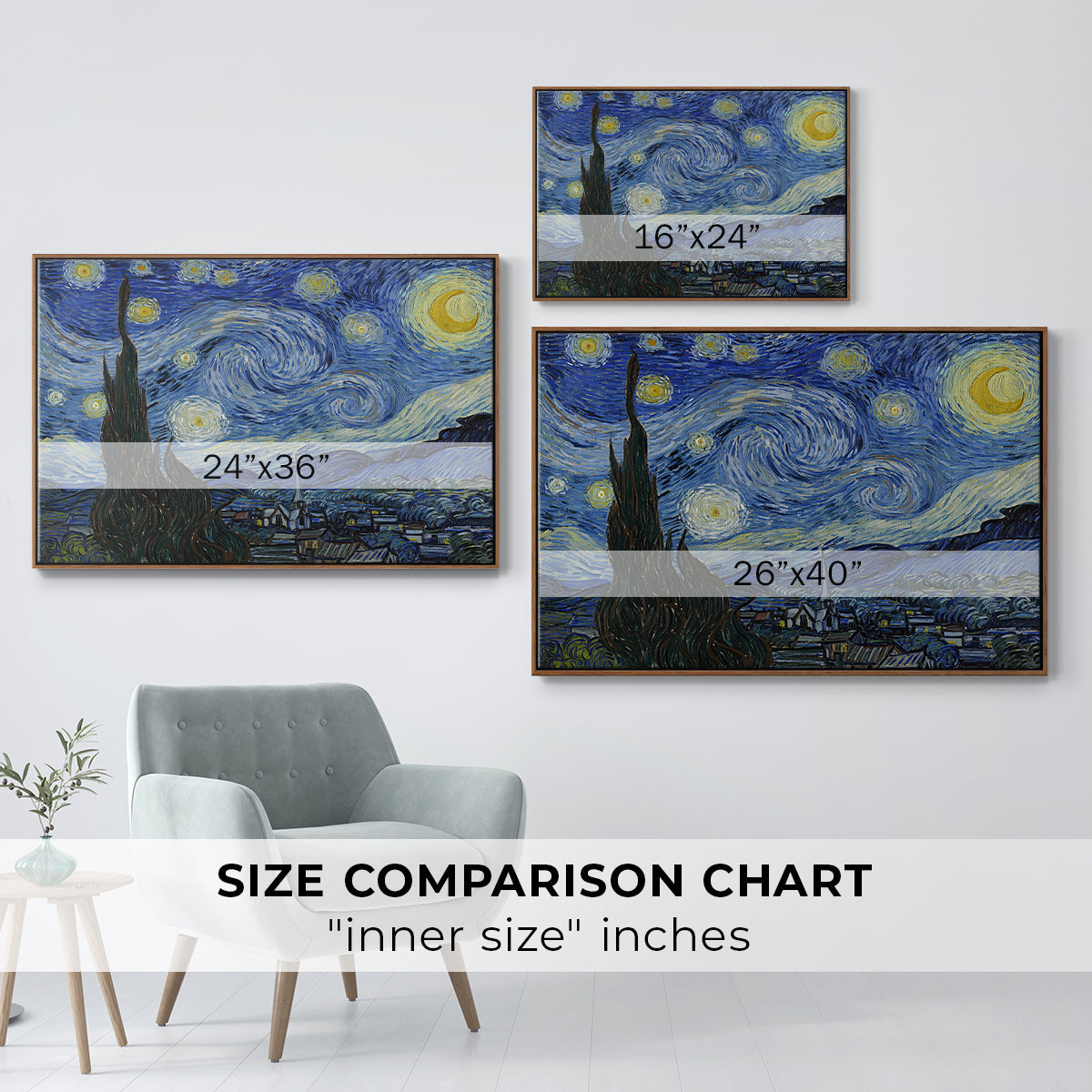 The Starry Night, 1889 - Floater Framed Canvas Print