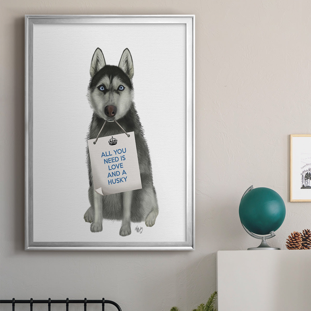 Love and Husky - Modern Framed Canvas Print