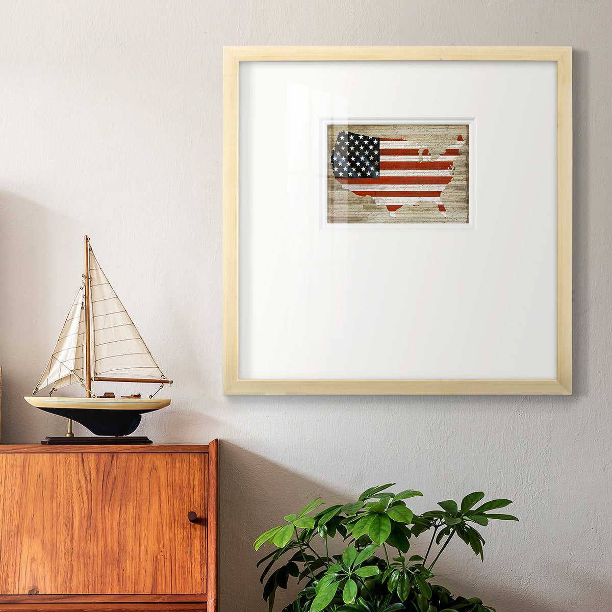 American Flag Premium Framed Print Double Matboard