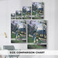 Size comparison chart for canvas art prints, showing multiple size options.