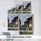 Size comparison chart for canvas art prints, showing multiple size options.