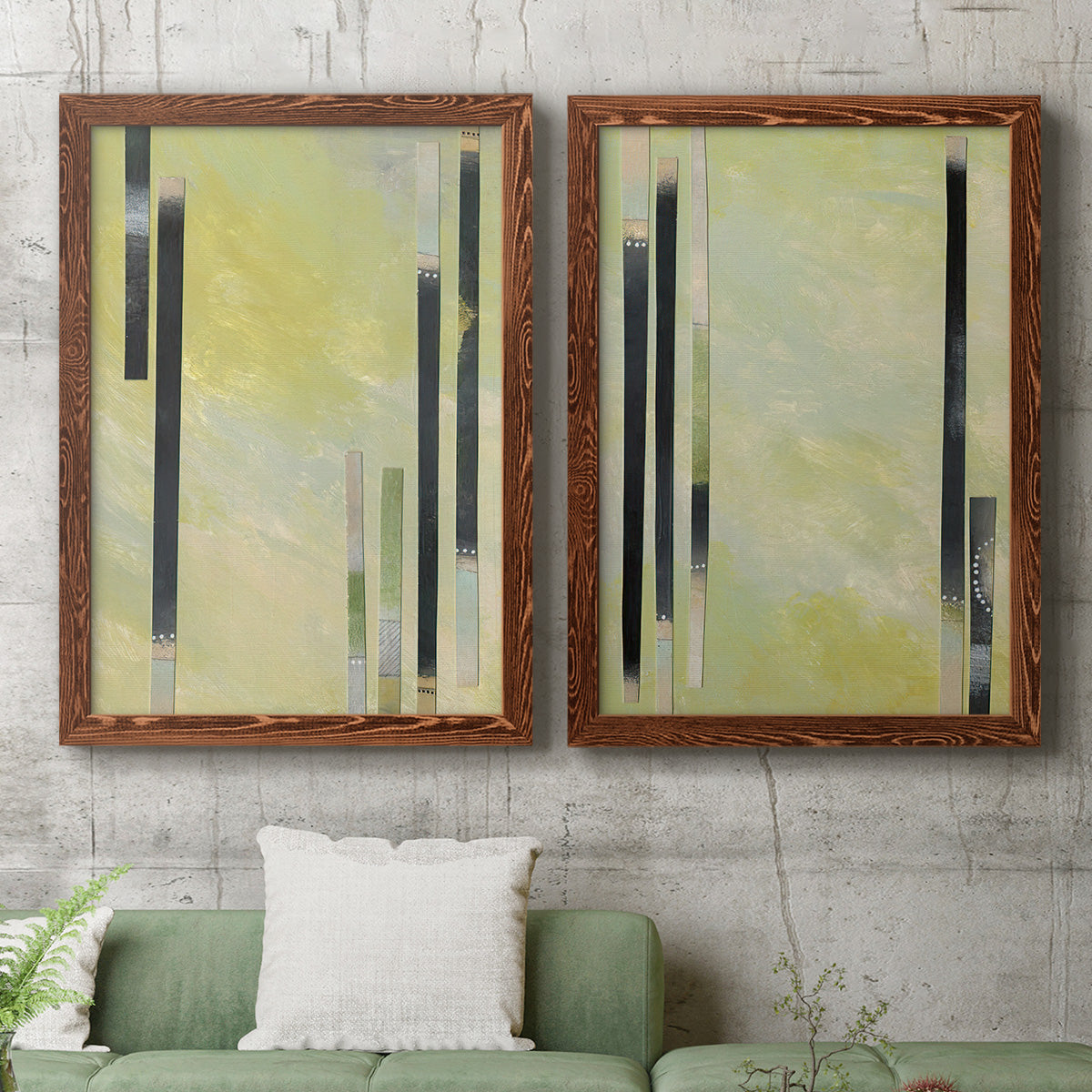 Neutral Assemblage I - Premium Framed Canvas 2 Piece Set - Ready to Hang