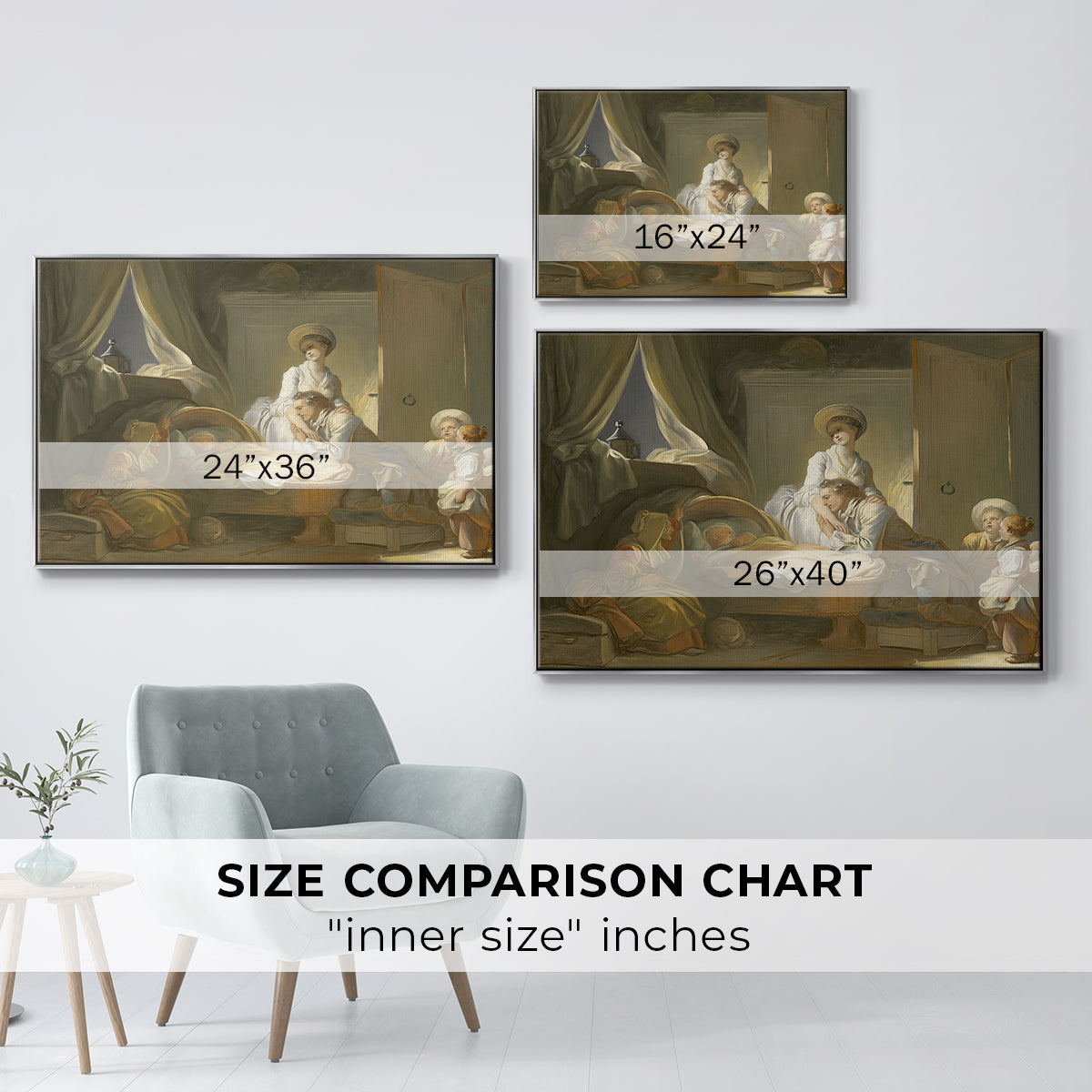 The Visit to the Nursery, c. 1775 - Floater Framed Canvas Print