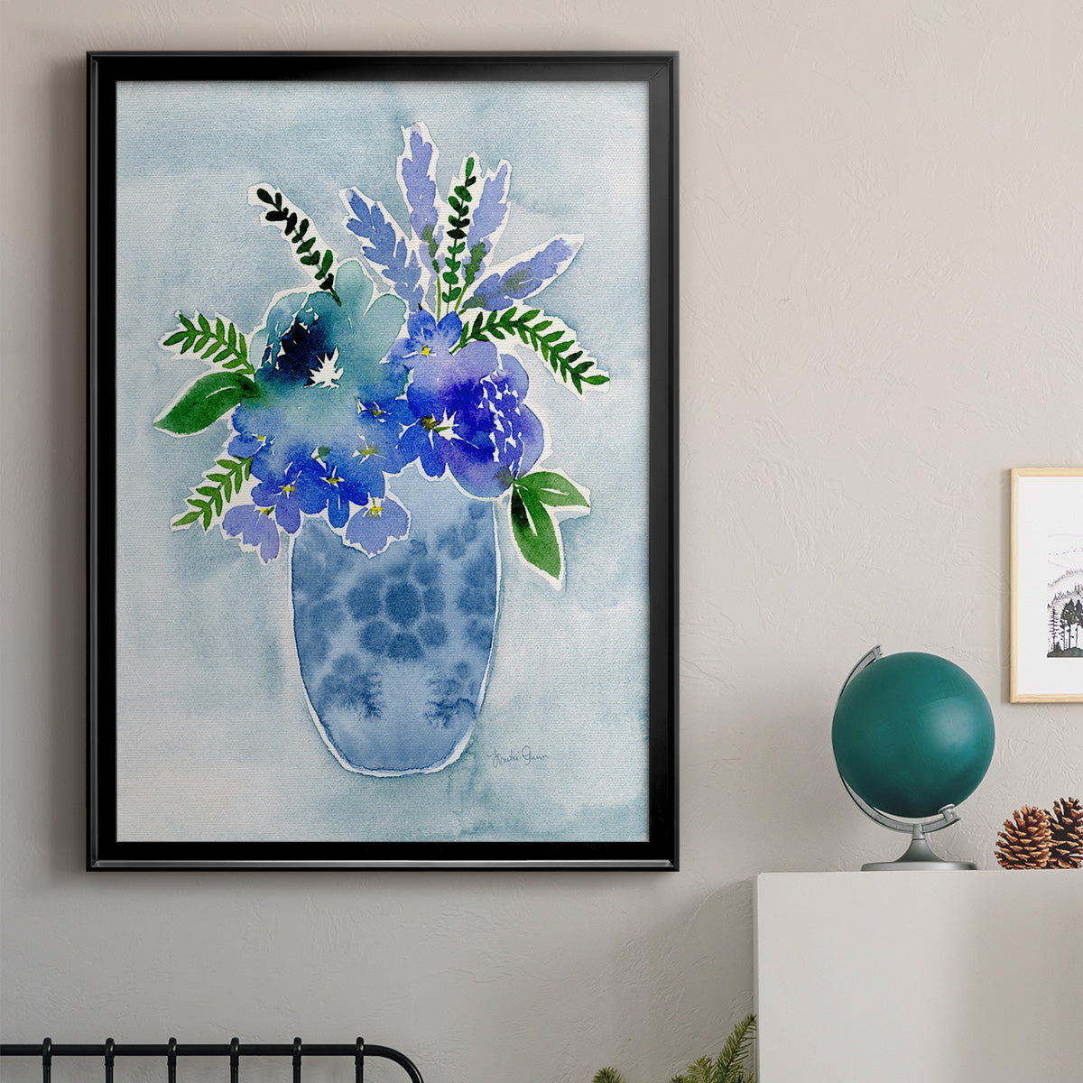 Blue Bouquet I - Modern Framed Canvas Print