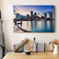 Boston Skyline with Financial District and Boston Harbor at Sunset - Canvas Art Print