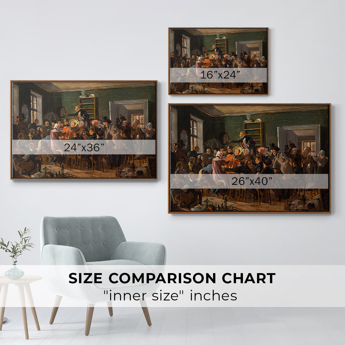 An Auction Scene, 1835 - Floater Framed Canvas Print