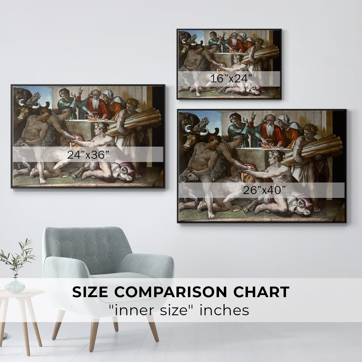 The Sacrifice of Noah (Sistine Chapel), 1509 - Floater Framed Canvas Print