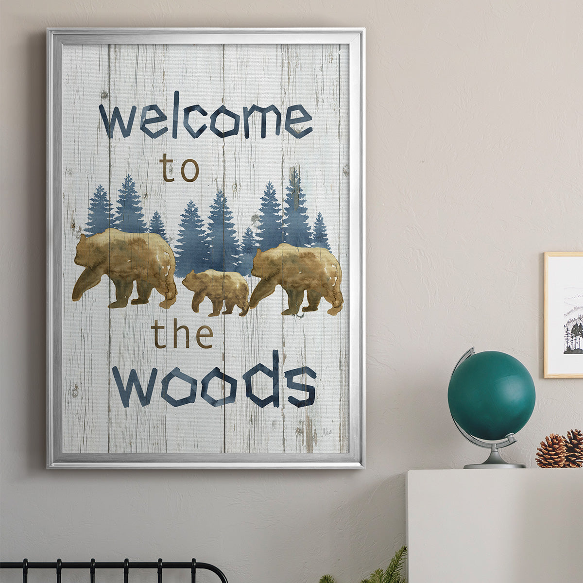 Welcome to the Woods - Modern Framed Canvas Print