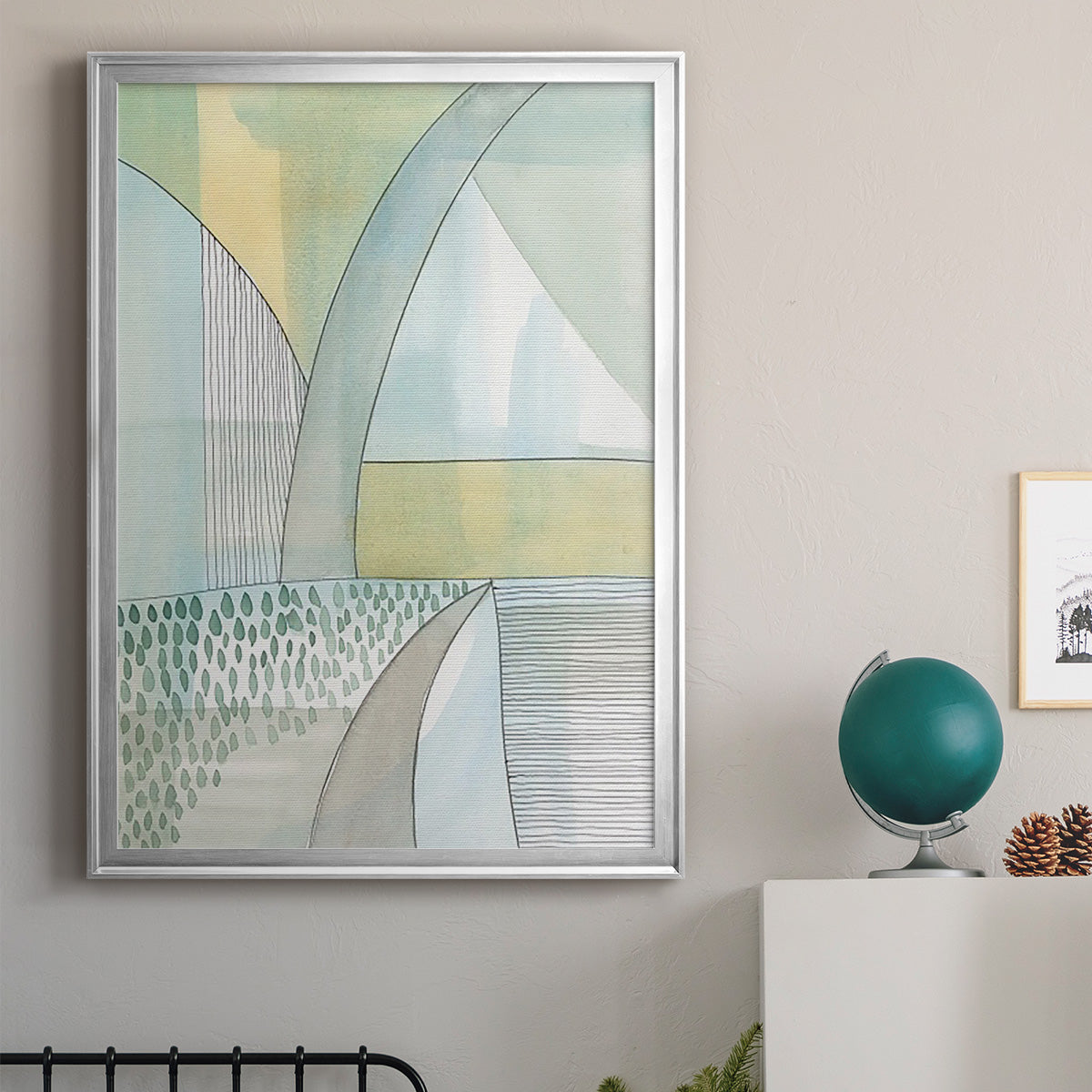 Mint Reflection II - Modern Framed Canvas Print