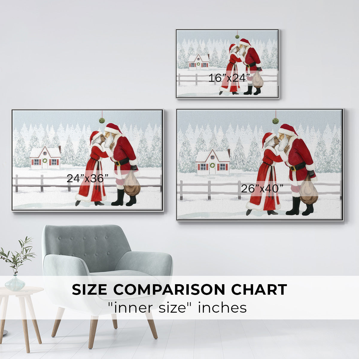 Christmas Love Collection A - Framed Gallery Wrapped Canvas in Floating Frame