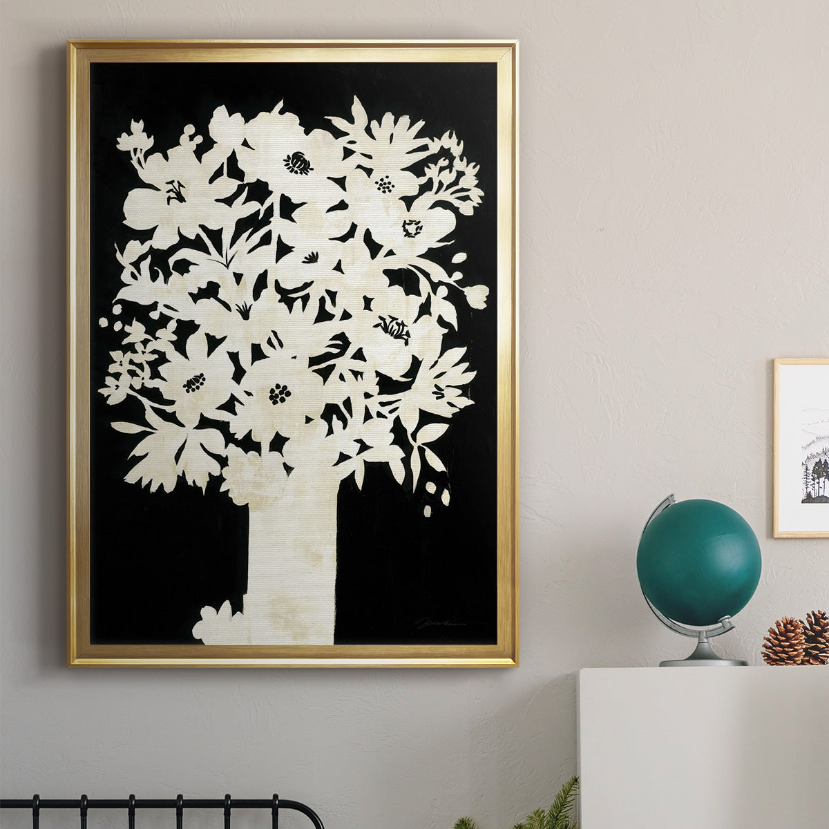 Floral Silhouette - Modern Framed Canvas Print