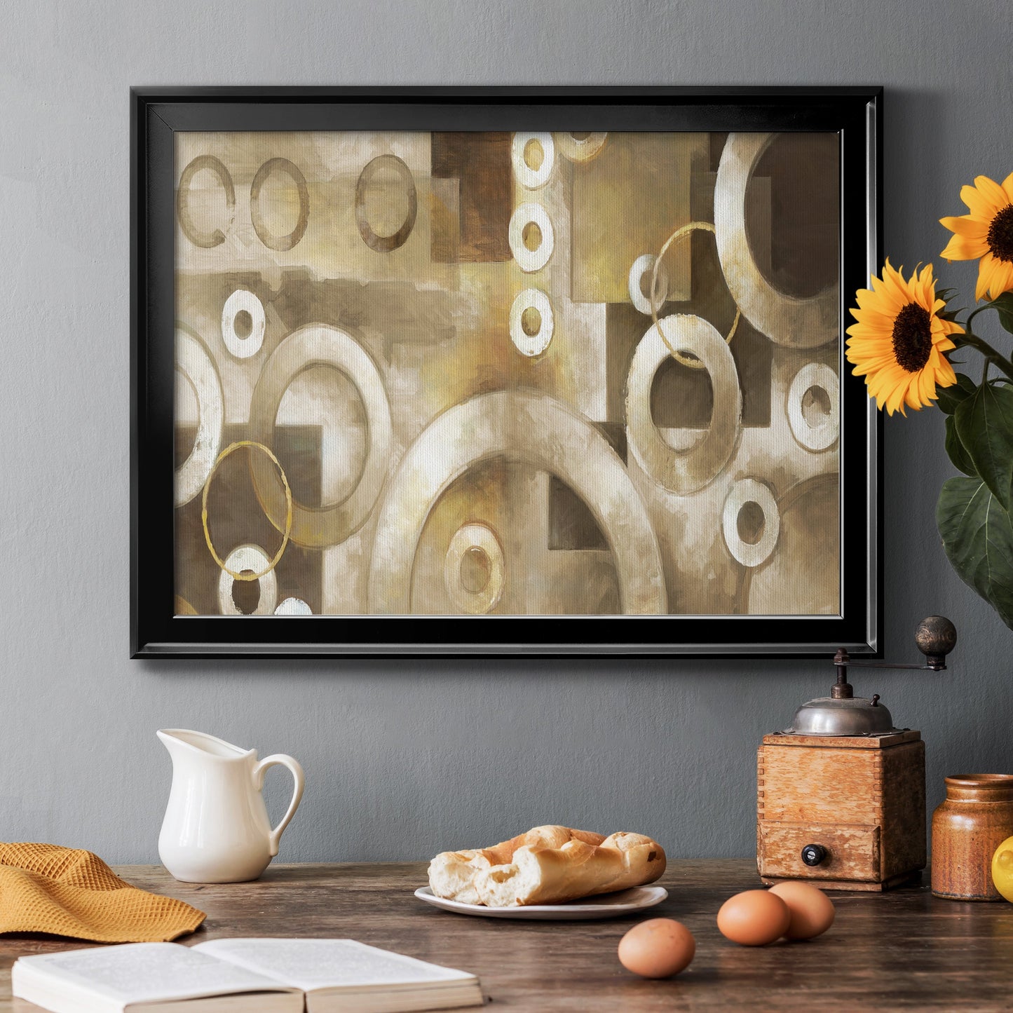 Neutral Motion - Modern Framed Canvas Print